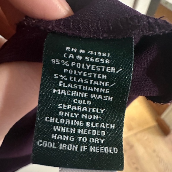 Ralph Lauren Lauren LRL Womens Size 14 Ruched Jersey Dress 3/4 Sleeve Purple - Picture 6 of 6